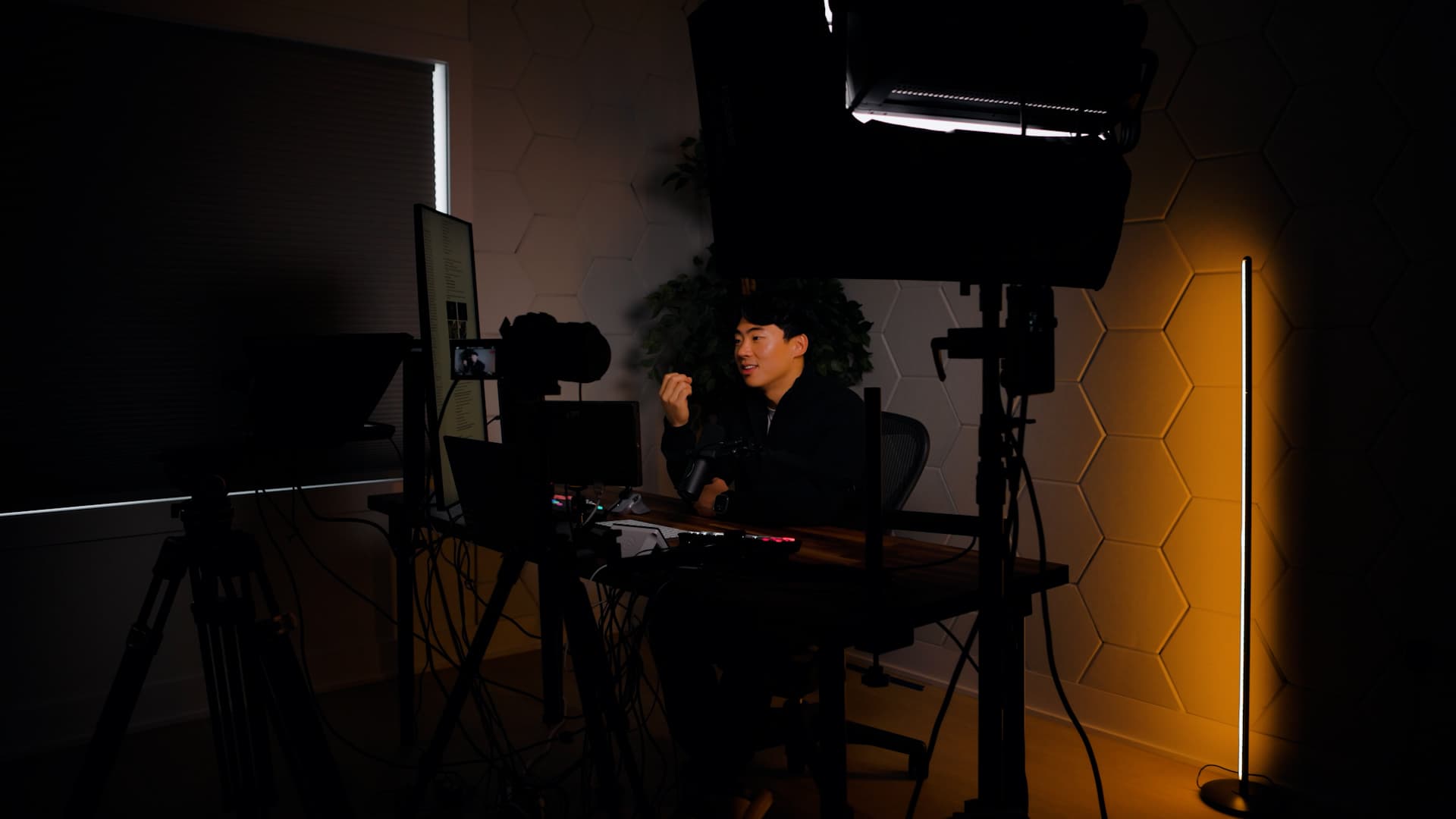 Brian Jung in his studio during a recording